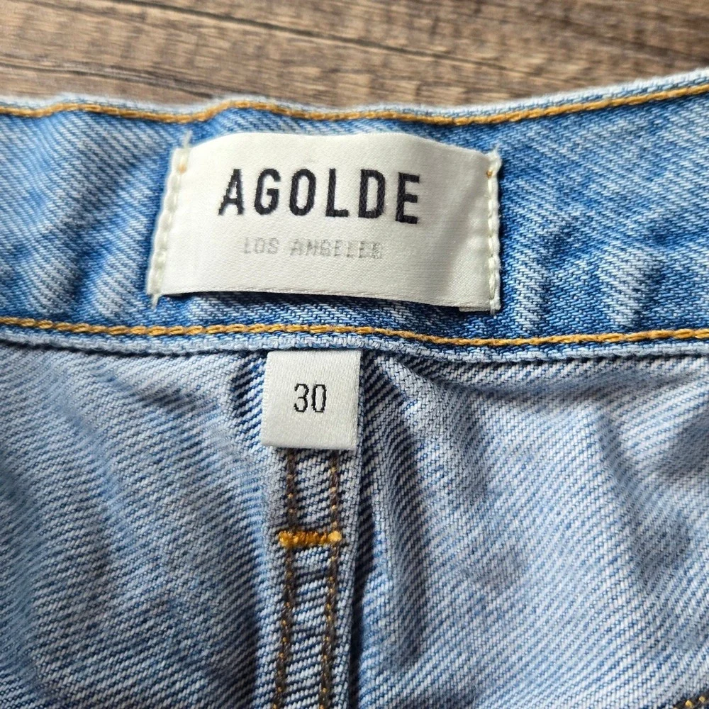 AGOLDE Parker High Rise Distressed Denim Shorts Light Wash Size 30 A026-811
